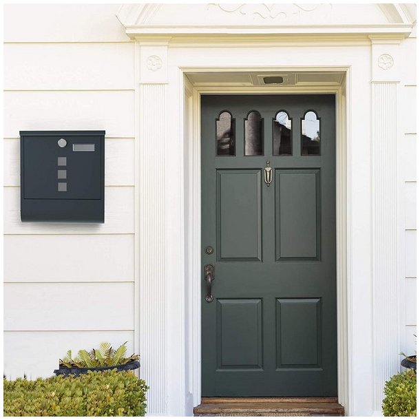 Brevkasse med avisrr - postkasse med avisholder - antracit