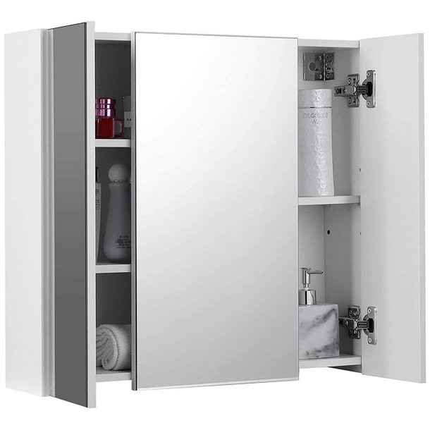 Spejlskab - v�gh�ngt skab med spejld�r - hvid 55 x 60 x 15 cm