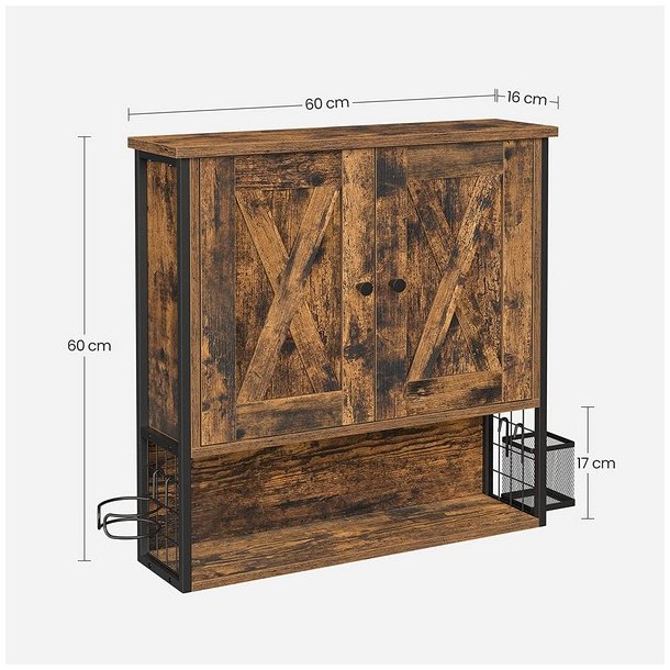 Badevrelsesskab - vghngt skab - rustik brun 60x60x16 cm