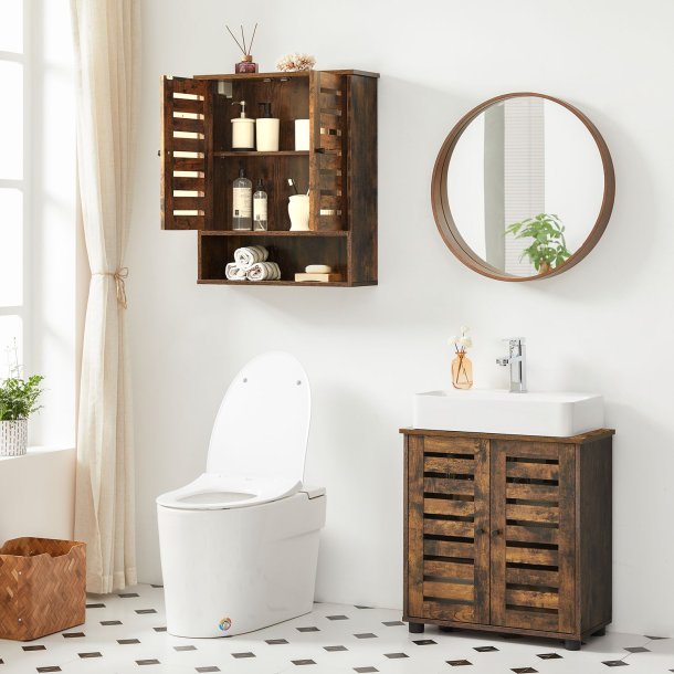 Badev�relsesskab - v�gh�ngt skab - rustik brun 60x20x70 cm