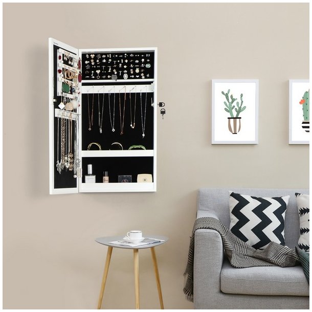 V�gh�ngt smykkeskab, skab med spejl, spejlskab til smykker