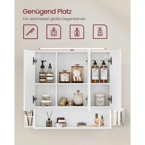 Badevrelsesskab - overskab - vghngt spejlskab - hvid