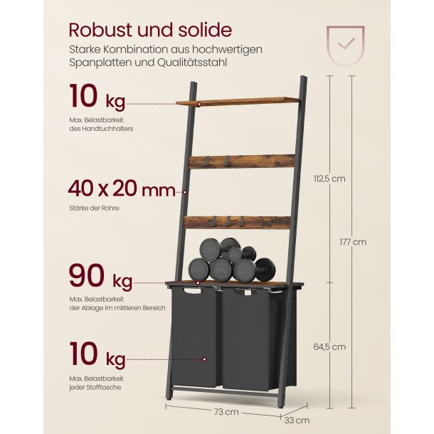 Vasket�jskurve p� stigereol - sorte vasket�jsposer - rustik brun