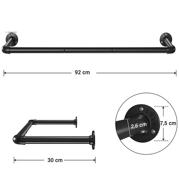 2 stk vghngt tjstang i vandrr look - industrielt design