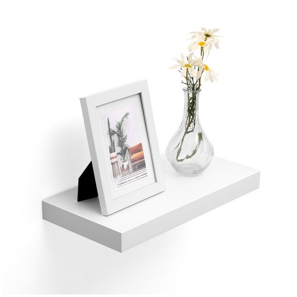 Hylde i tr - vghngt trhylde - hvid vghylde 40 x 20 cm