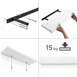 Hylde i tr� - v�gh�ngt tr�hylde - hvid v�ghylde 60 x 20 cm