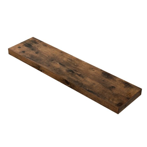Hylde i tr� - v�gh�ngt tr�hylde - rustik brun v�ghylde 80 x 20 cm