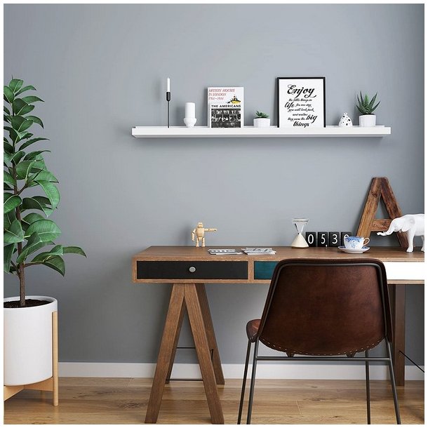 Hylde i tr� - v�gh�ngt sv�vende tr�hylde - hvid v�ghylde 115 cm