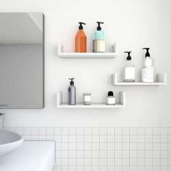 Hylder i tr� - 3 v�gh�ngte sv�vende tr�hylder - hvide v�ghylder