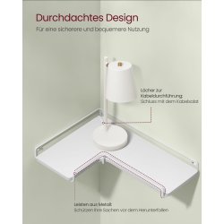 Hylder - 2 svvende L-formet hjrnehylder - hvid