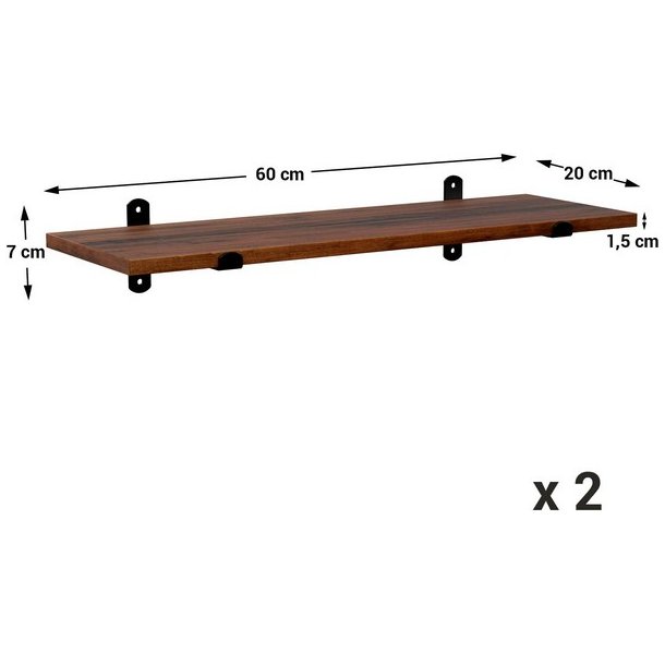 Hylder i tr - 2 vghngte svvende trhylder - brune vghylder