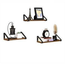 Hylder i tr� - 3 v�gh�ngte sv�vende tr�hylder - brune v�ghylder