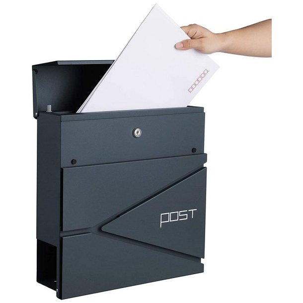 Brevkasse med avisr�r - v�gh�ngt postkasse - antracit brevkasse