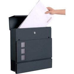 Brevkasse med avisrr - vghngt postkasse - antracit brevkasse