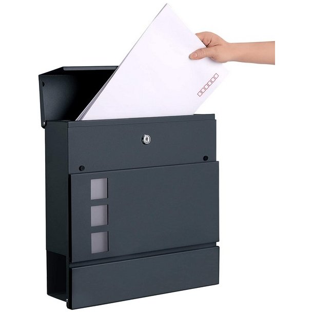 Brevkasse med avisrr - vghngt postkasse - antracit brevkasse