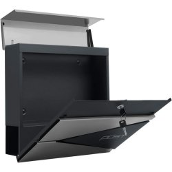 Brevkasse med avisr�r - v�gh�ngt postkasse - antracit/s�lv