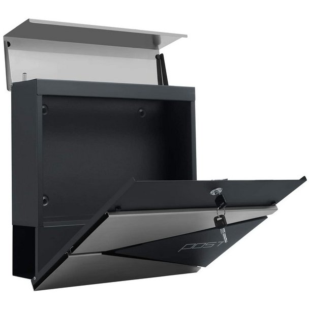 Brevkasse med avisr�r - v�gh�ngt postkasse - antracit/s�lv