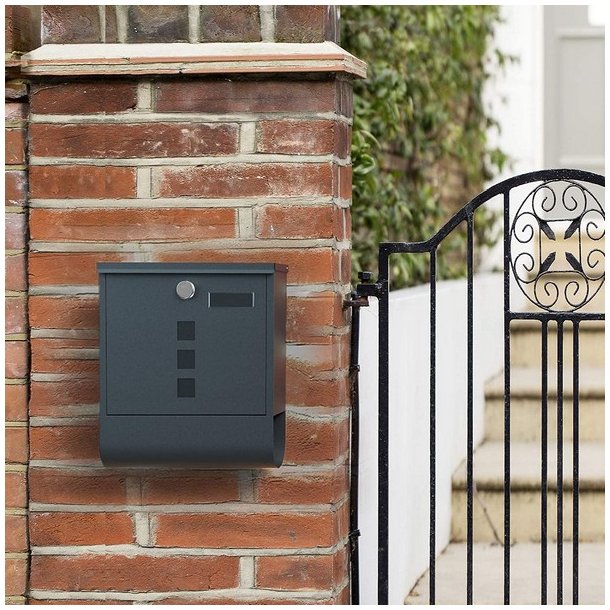 Brevkasse med avisrr - postkasse med avisholder - antracit