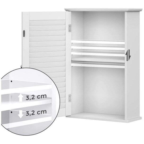 Badev�relsesskab - v�gh�ngt skab - medicinskab - hvid 40x16x60