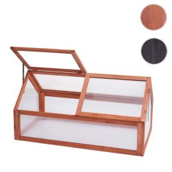 Minidrivhus til bed - v�ksthus i brunt tr� og polycarbonat - 108x57x54 cm