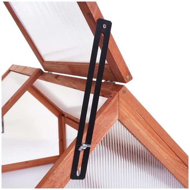 Minidrivhus til bed - v�ksthus i brunt tr� og polycarbonat - 108x57x54 cm