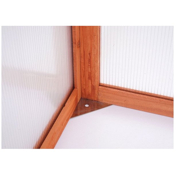 Minidrivhus til bed - v�ksthus i brunt tr� og polycarbonat - 108x57x54 cm