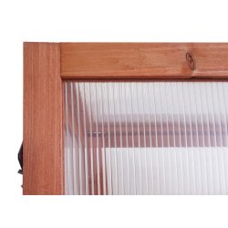 Minidrivhus til bed - v�ksthus i brunt tr� og polycarbonat - 108x57x54 cm