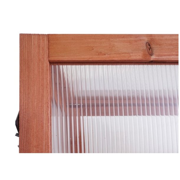 Minidrivhus til bed - v�ksthus i brunt tr� og polycarbonat - 108x57x54 cm