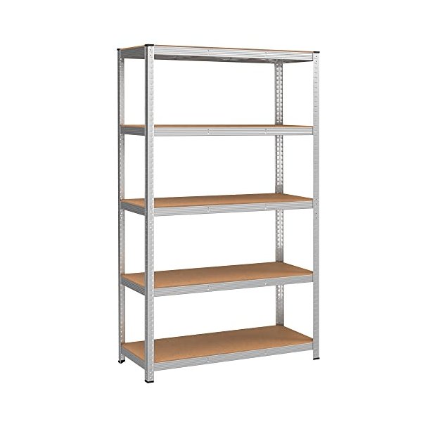 St�lreol med 5 hylder - lagerreol - s�lv reol 200 x 120 x 60