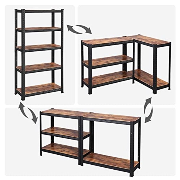 Stlreol - lagerreol - sort og rustik brun reol 150 x 75 x 30