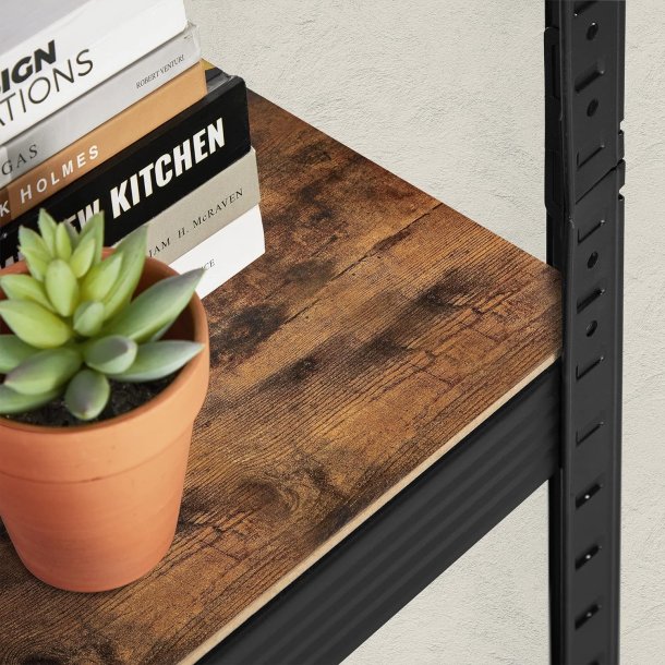St�lreol - lagerreol - sort og rustik brun reol 150 x 37 x 37