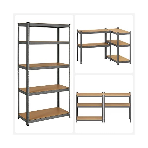 Stlreol - lagerreol - gr og brun reol 180 x 90 x 40