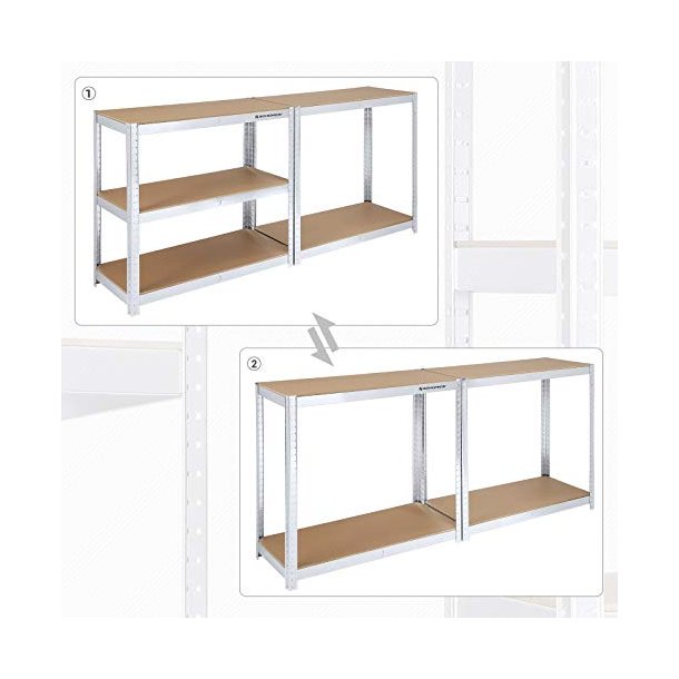 Stlreol - lagerreol - slv og brun reol 180 x 90 x 40