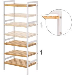 Badev�relsesreol med 4 hylder - bambus reol - 45 x 31,5 x 111