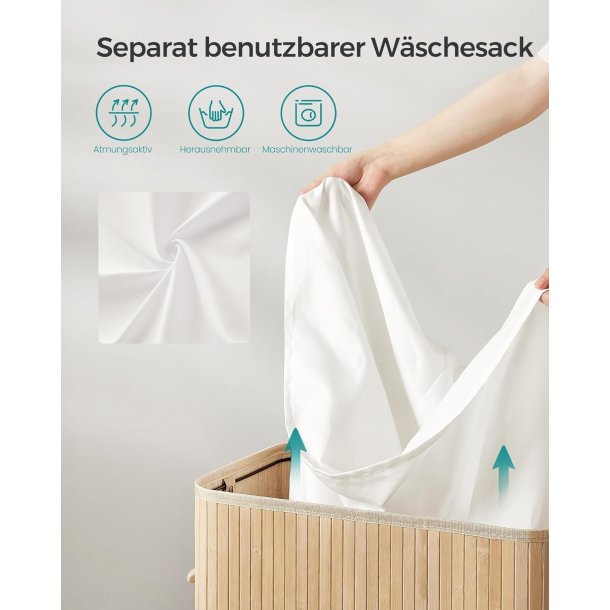 Vasket�jskurv i bambus med vasket�jspose - 100 liter - brun