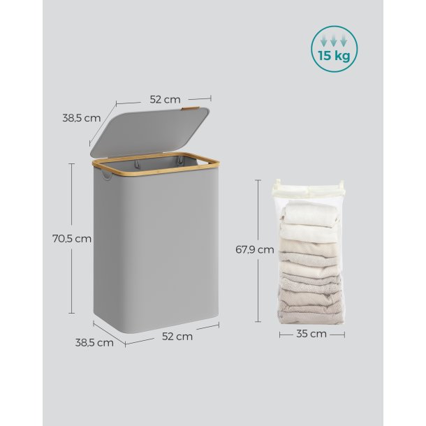 Vasket�jskurv med 2 rum - 2 vasket�jsposer - 130 liter - gr�