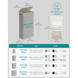 Vasket�jskurv med vasket�jspose - 65 liter - gr� Oxford-stof