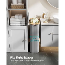 Vasket�jskurv med vasket�jspose - 65 liter - gr� Oxford-stof