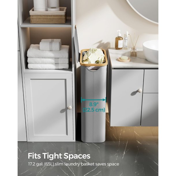 Vasket�jskurv med vasket�jspose - 65 liter - gr� Oxford-stof