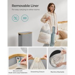 Vasket�jskurv med vasket�jspose - 65 liter - gr� Oxford-stof
