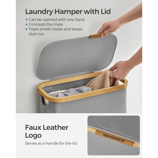 Vasket�jskurv med vasket�jspose - 65 liter - gr� Oxford-stof