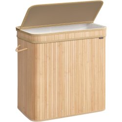 Vasket�jskurv i bambus med 3-delt vasket�jspose - 150 liter - brun