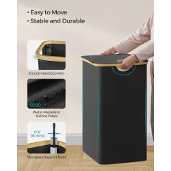 Vasket�jskurv med 3 rum - 3 vasket�jsposer - 150 liter - sort