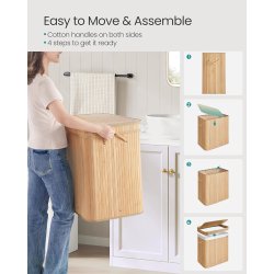 Vasket�jskurv i bambus med 3-delt vasket�jspose - 150 liter - brun