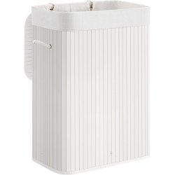 Vasket�jskurv i bambus med vasket�jspose - 70 liter - hvid