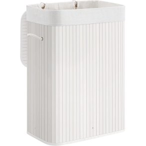 Vasket�jskurv i bambus med vasket�jspose - 70 liter - hvid