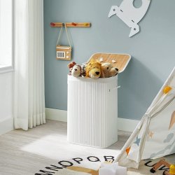 Vasket�jskurv i bambus med vasket�jspose - 70 liter - hvid