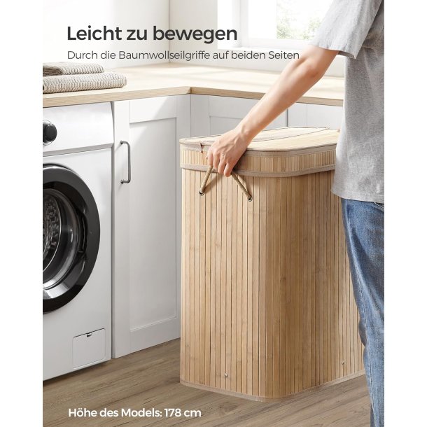 Vasket�jskurv i bambus med vasket�jspose - 100 liter - brun