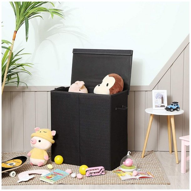 Vasket�jskurv med 2 rum og vasket�jspose - 142 liter - sort