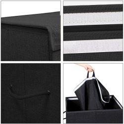 Vasket�jskurv med 2 rum og vasket�jspose - 142 liter - sort